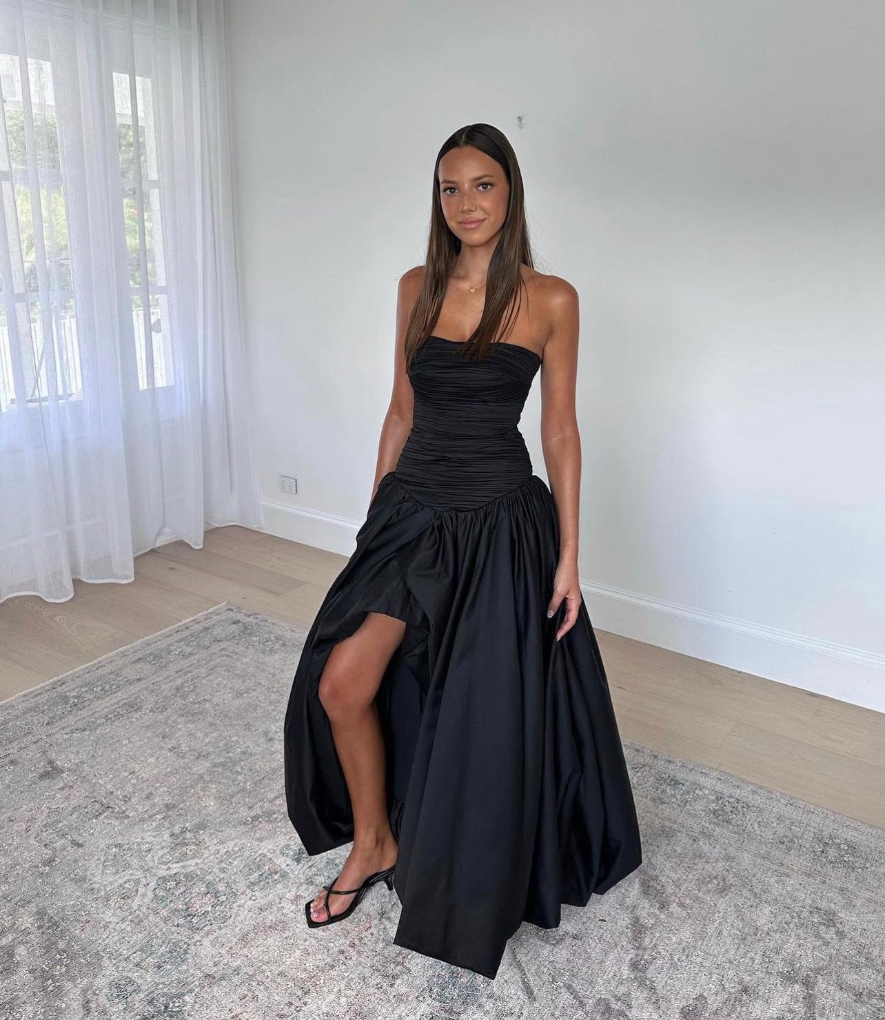 AJE. Bubble hem maxi in black