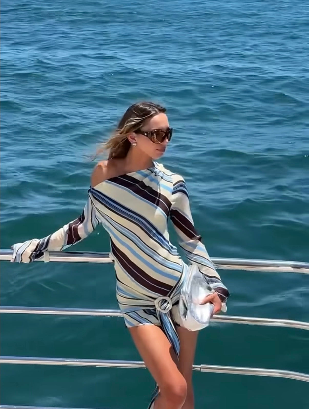 Benni Elise Longsleeve Mini in Ocean Stripe