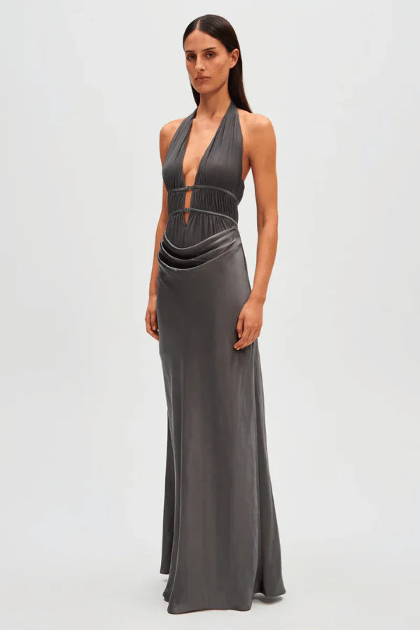 Misha Celine Dress in Pewter Grey