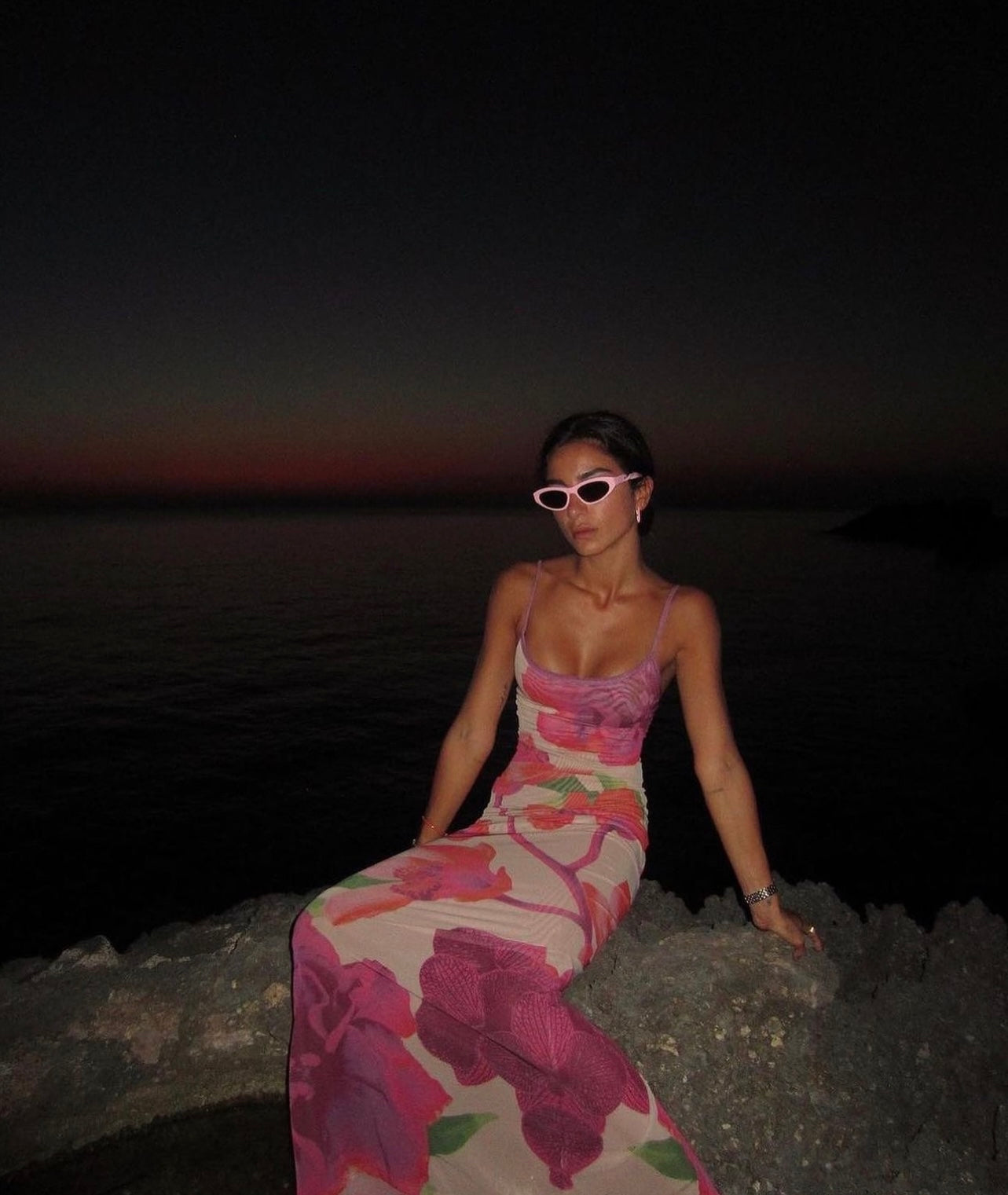With Harper Lu Fuchsia Bloom Slip Dress