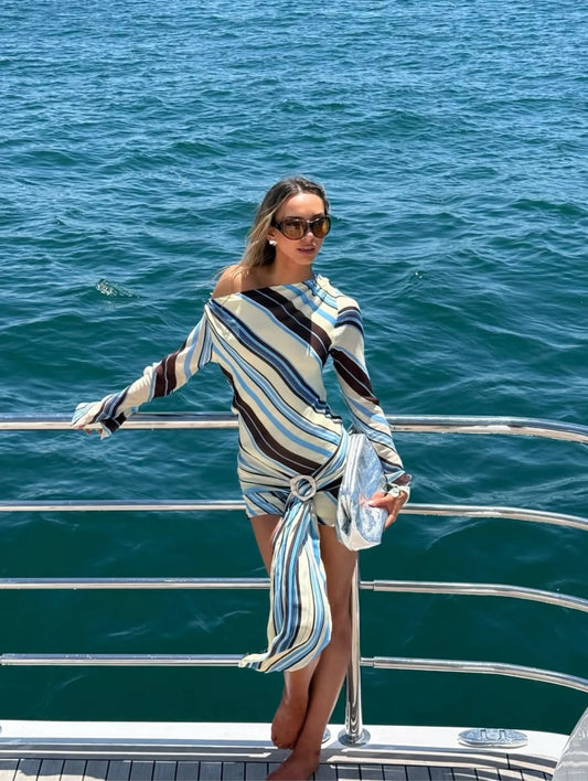 Benni Elise Longsleeve Mini in Ocean Stripe