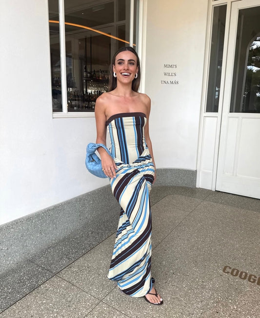 Benni Rumi Strapless Maxi in Ocean Stripe