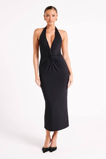 Meshki Osana Halter Midi Dress in Black