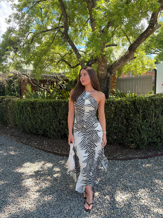 De La Vali Artemis Gown in Zebra - RRP $1100