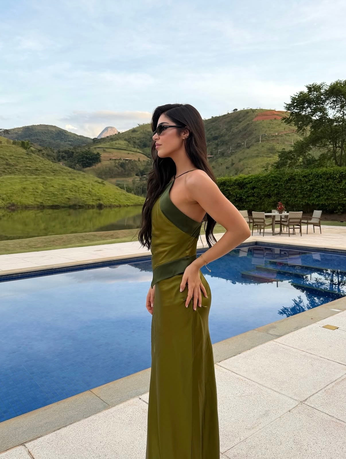 Reformation Jillian Dress in Pear/Olive Green - RRP $655