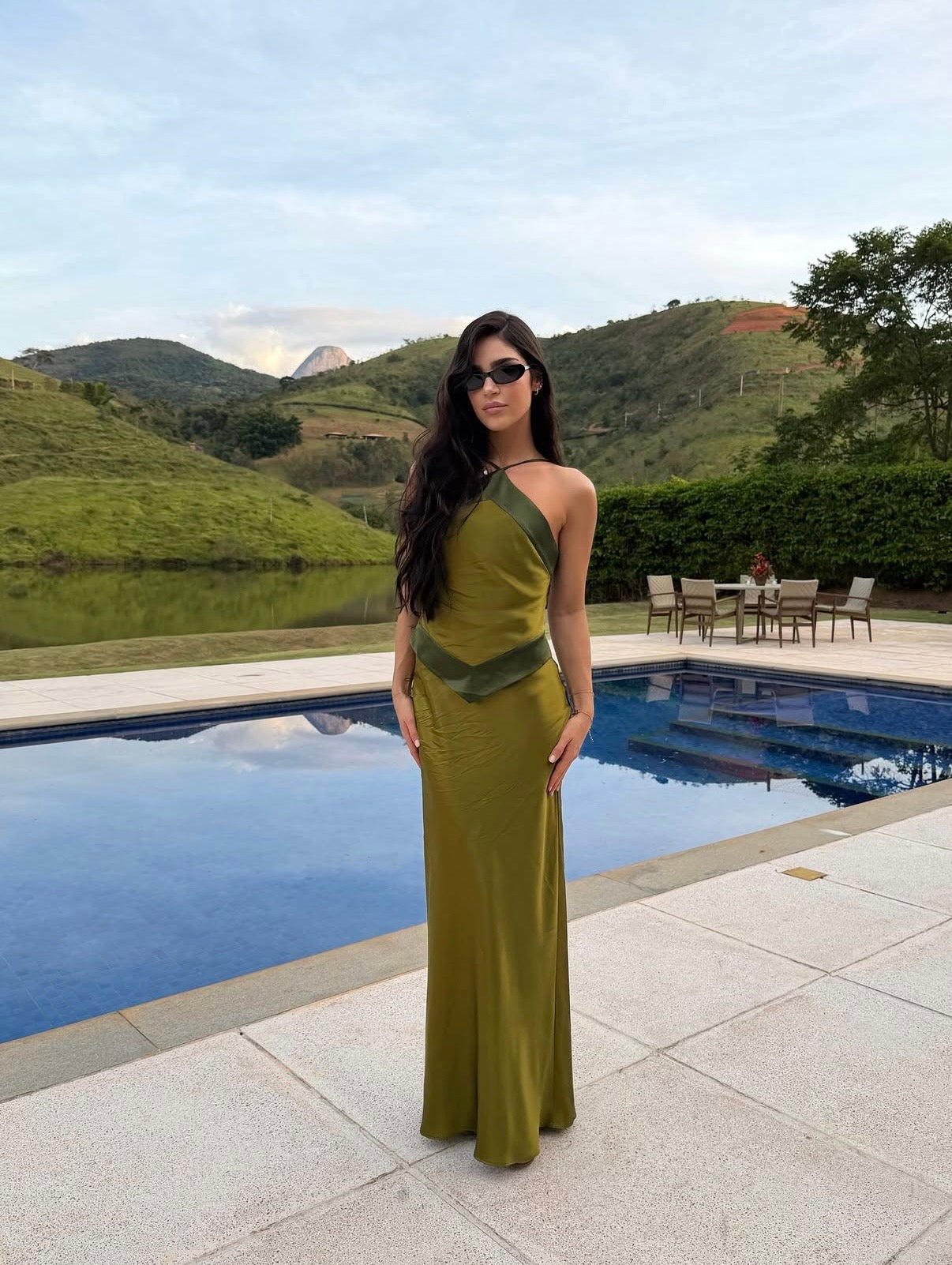 Reformation Jillian Dress in Pear/Olive Green - RRP $655
