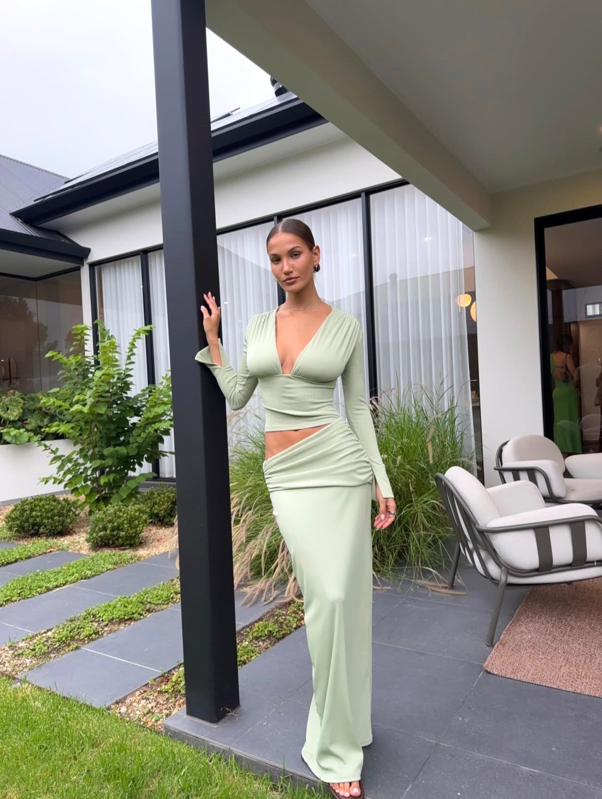 Benni Agnes Maxi Dress in Pistachio - RRP $280