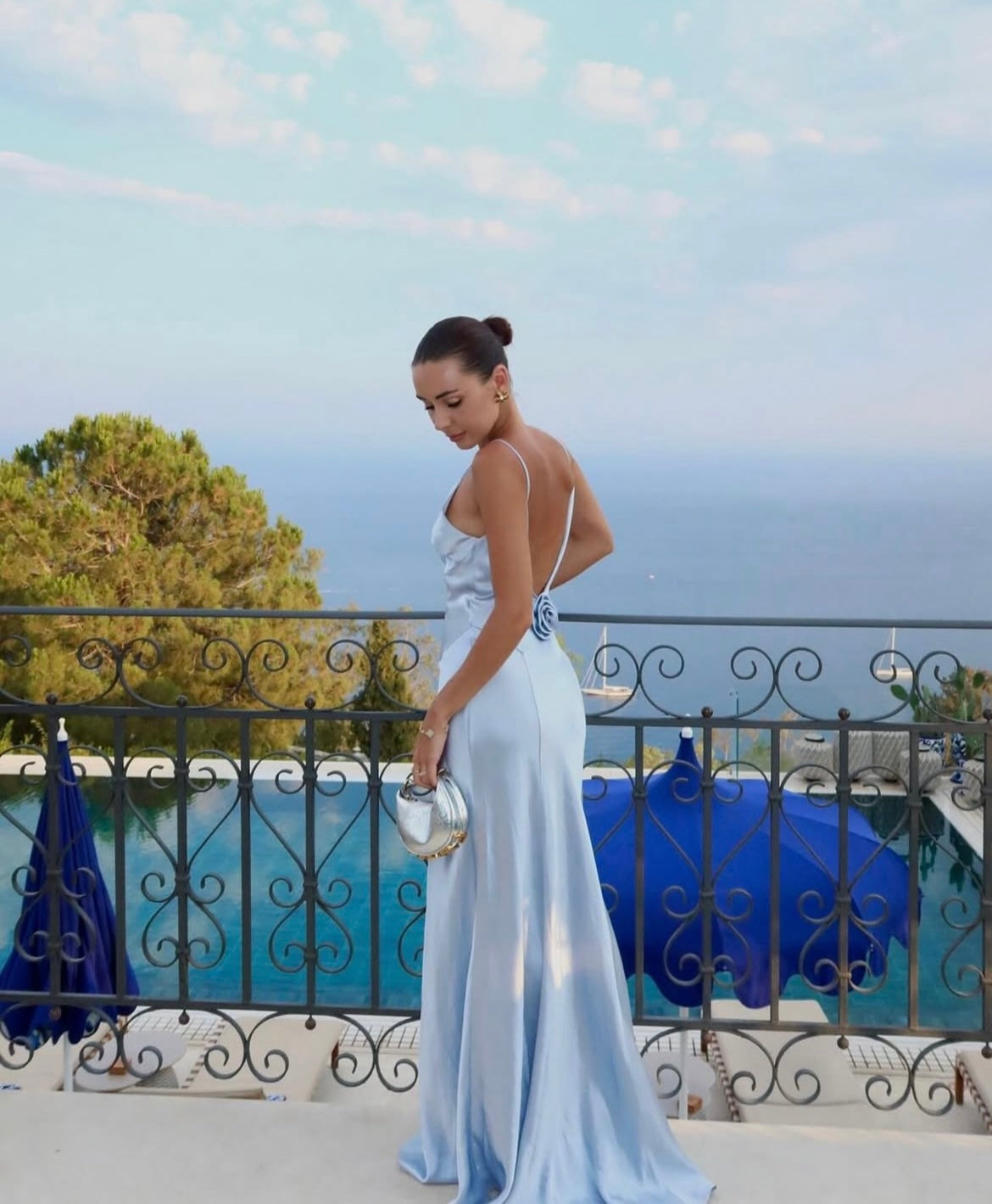 Bubish Luxe Savannah Rosette Dress in Blue