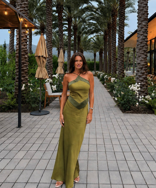 Reformation Jillian Dress in Pear/Olive Green - RRP $655